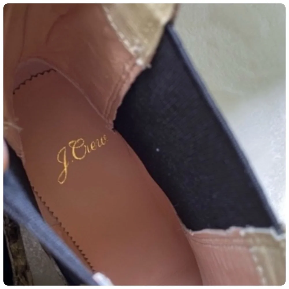 NIB J Crew Leather Willa Snake Embossed  Stacked-Heeled Boots size 6.5